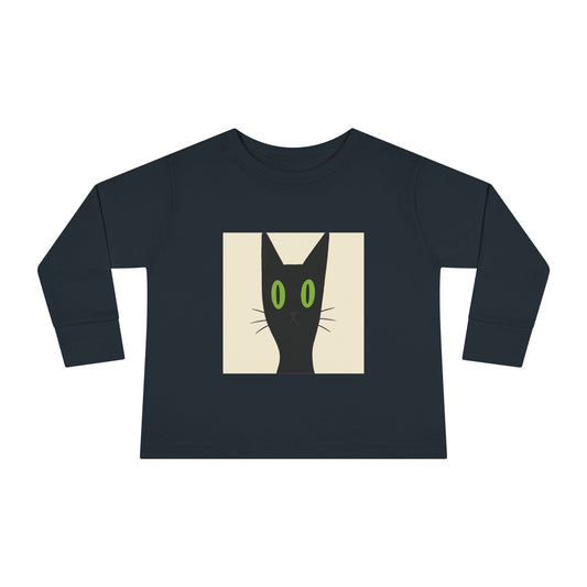 Toddler Halloween Long Sleeve Tee - Spooky Cat & Pumpkin Design