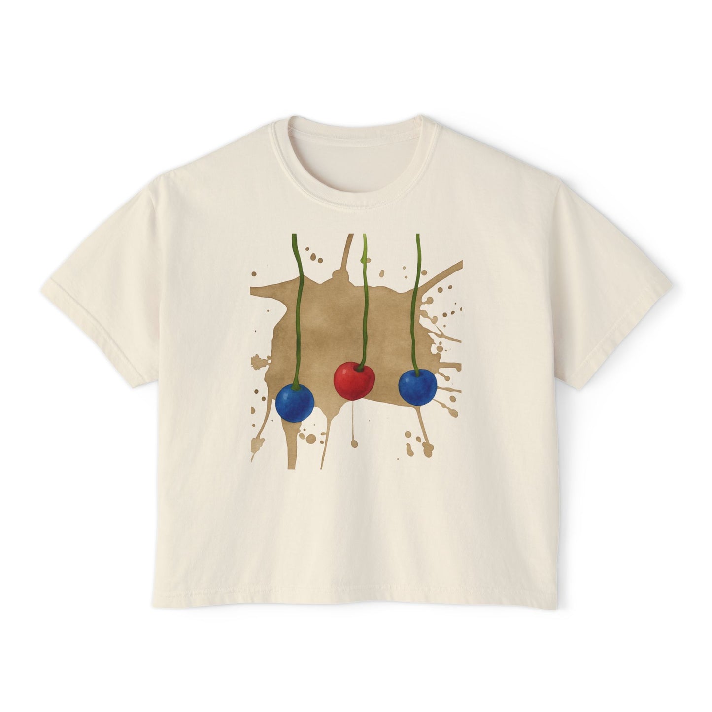 Trendy Women's Boxy Tee with Cherry Design, Casual Summer Top, Graphic Tee for Everyday Wear, Gift for Her, Fashion Statement Shirt