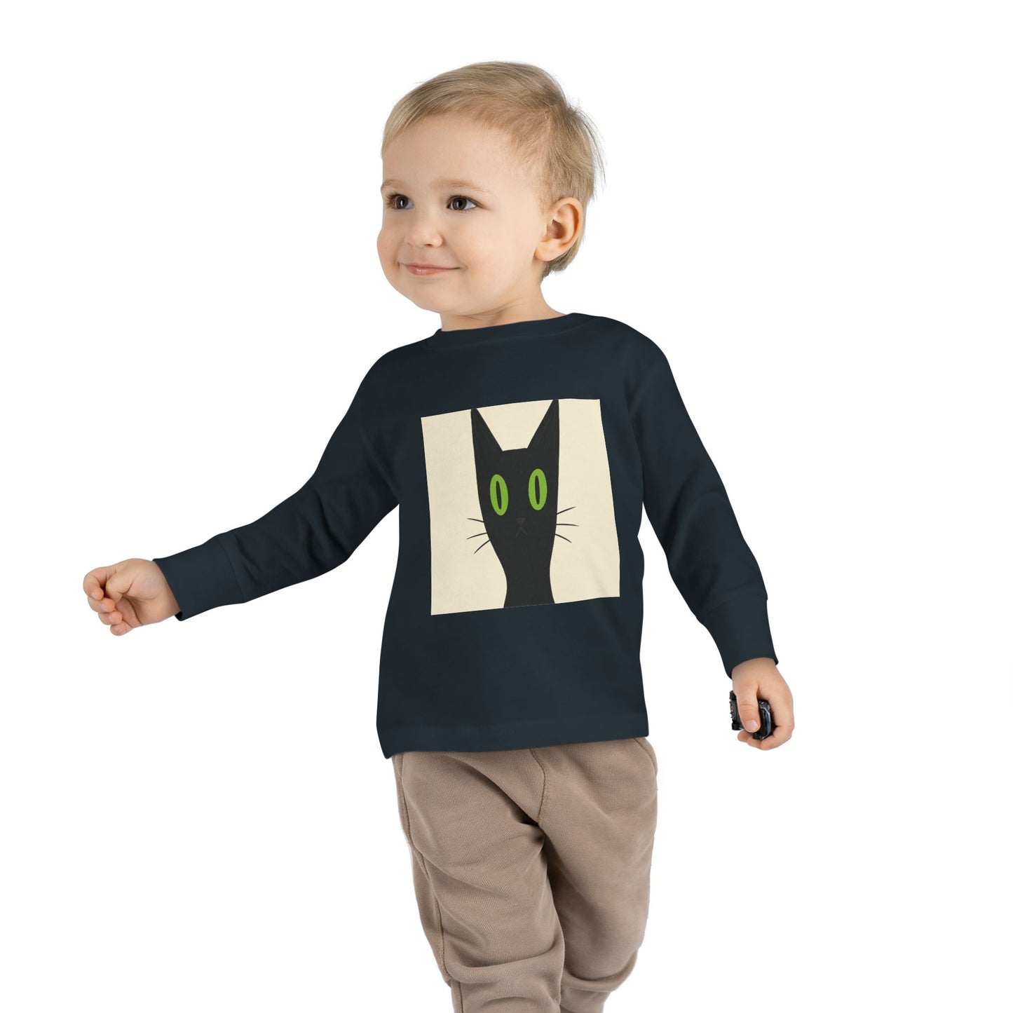 Toddler Halloween Long Sleeve Tee - Spooky Cat & Pumpkin Design
