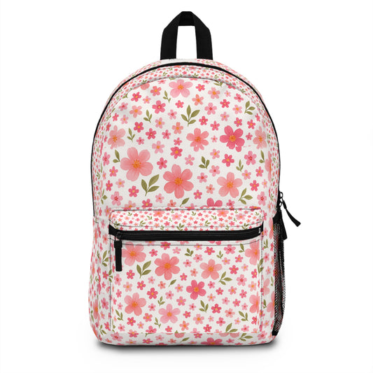 Floral Print Backpack - Cute School Bag, Student's Daypack, Stylish Floral Rucksack, Gardening Gift, Spring Essentials