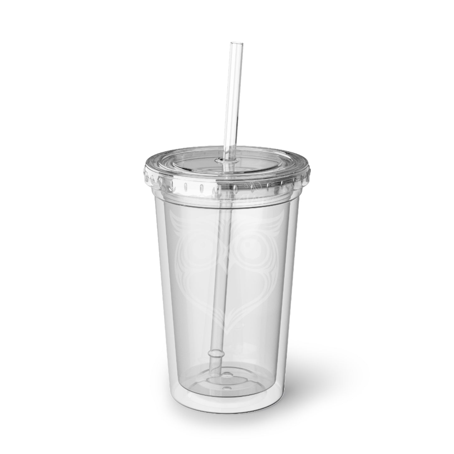 Owl Acrylic Tumbler – "The Painted Owl" Clear Cup with Straw