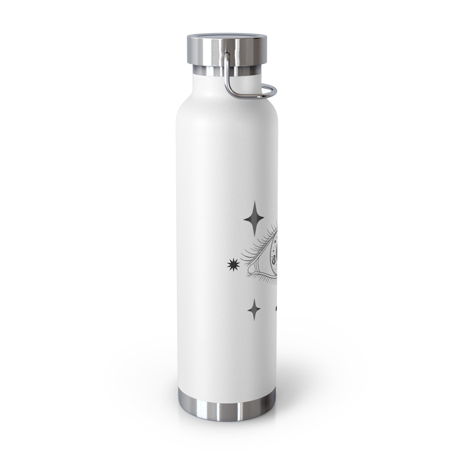 Mystical Eye Water Bottle, Copper Insulated Flask, Adventure Hydration, Unique Gift for Nature Lovers, Astrology and Eye Design