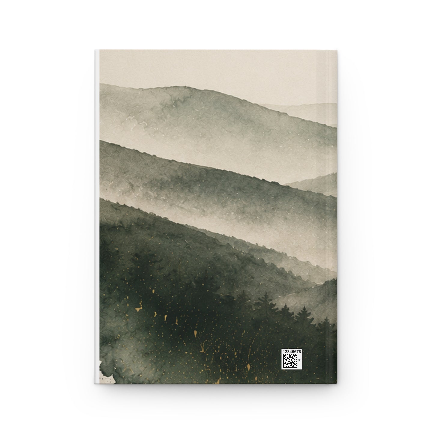 Mountain Mist Hardcover Journal — Forest Watercolor Notebook with Owl Accent