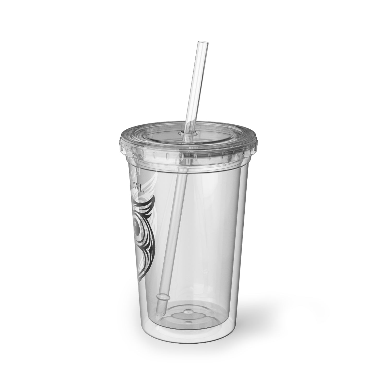 Owl Acrylic Tumbler – "The Painted Owl" Clear Cup with Straw