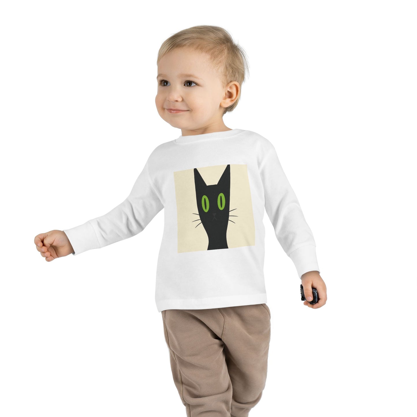 Toddler Halloween Long Sleeve Tee - Spooky Cat & Pumpkin Design