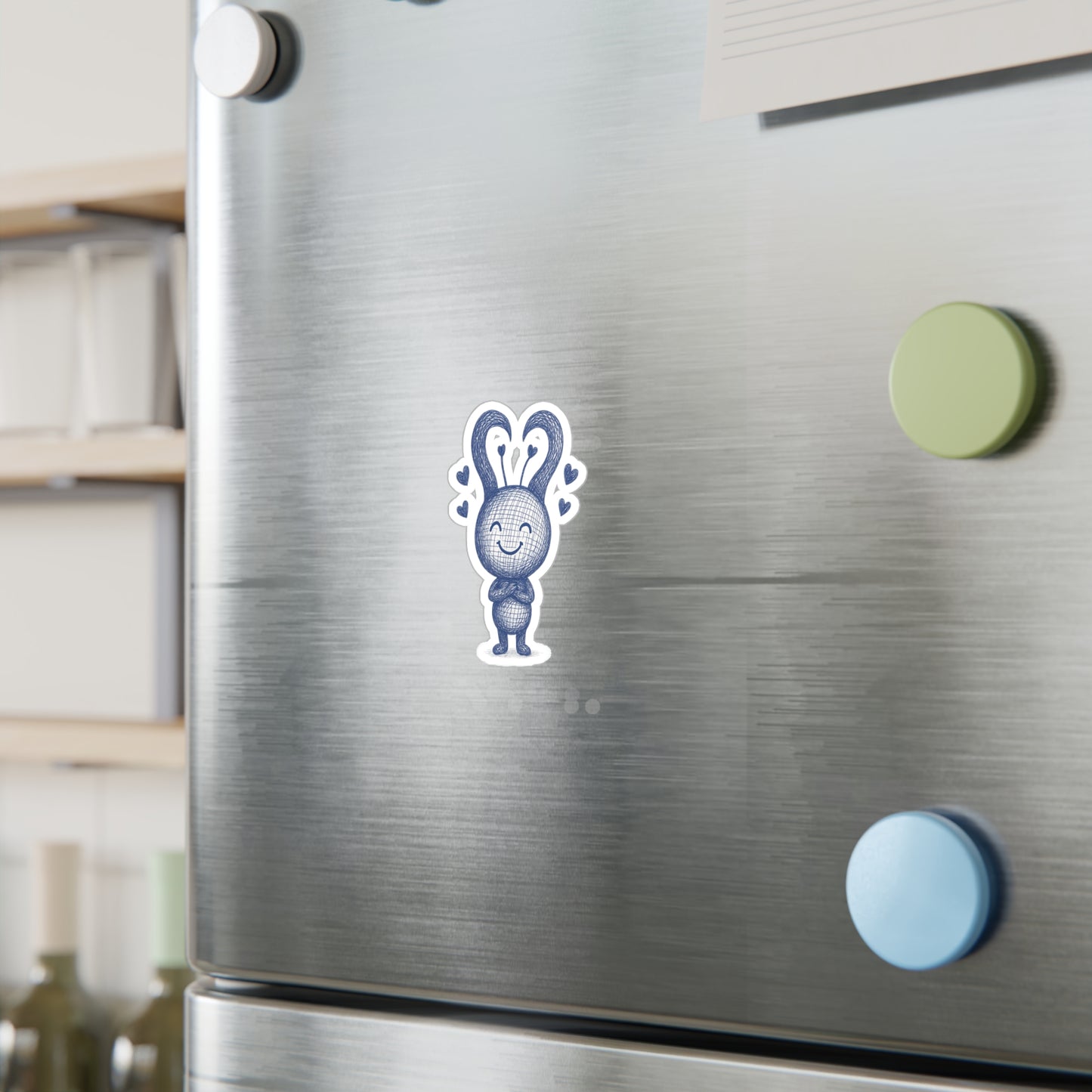 Cute Heart-Eared Bunny Vinyl Sticker — Kiss-Cut Decal for Laptops, Water Bottles & Windows