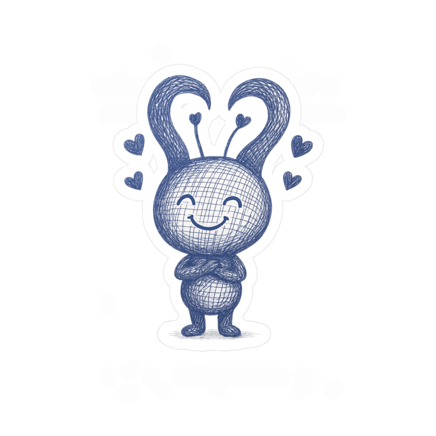 Cute Heart-Eared Bunny Vinyl Sticker — Kiss-Cut Decal for Laptops, Water Bottles & Windows