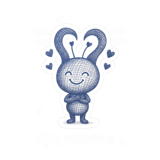 Cute Heart-Eared Bunny Vinyl Sticker — Kiss-Cut Decal for Laptops, Water Bottles & Windows