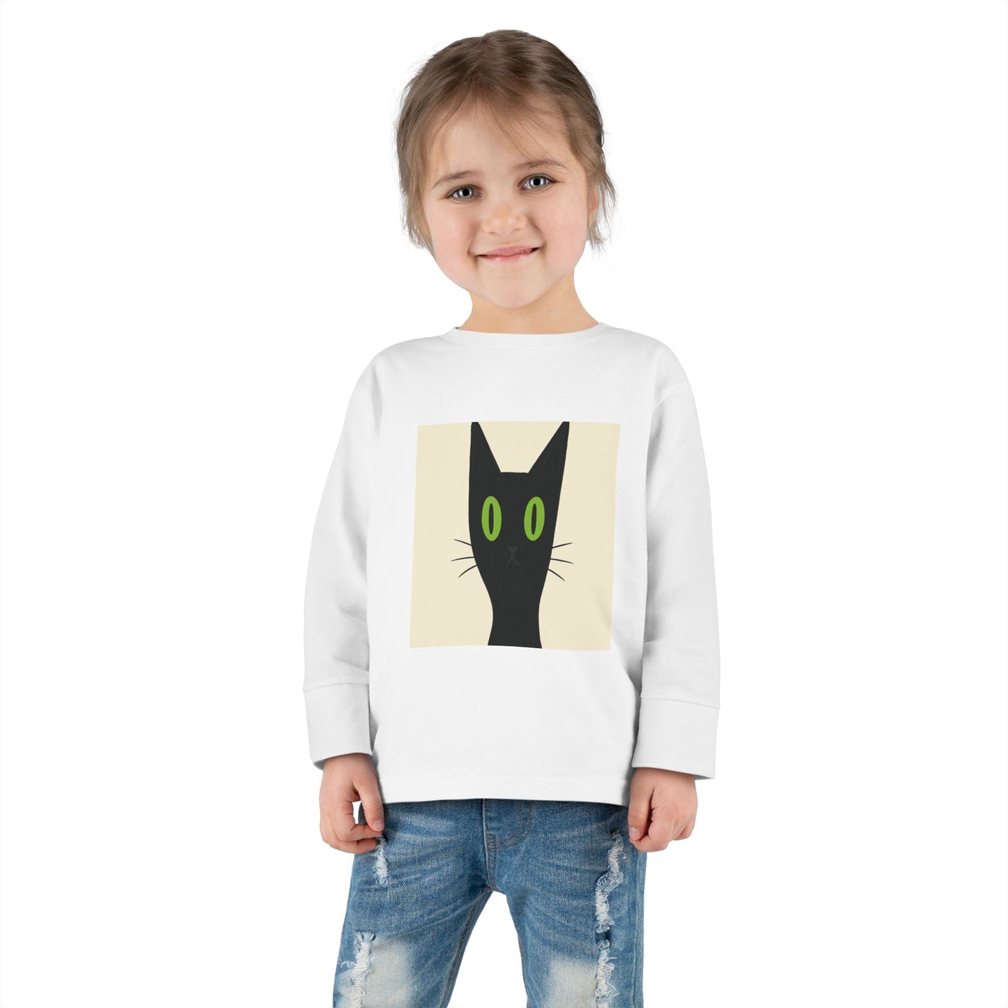 Toddler Halloween Long Sleeve Tee - Spooky Cat & Pumpkin Design