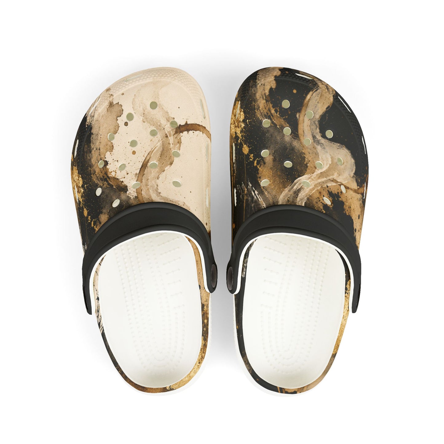 Kids Marble Print EVA Clogs — Brown Swirl Slip-On Sandals