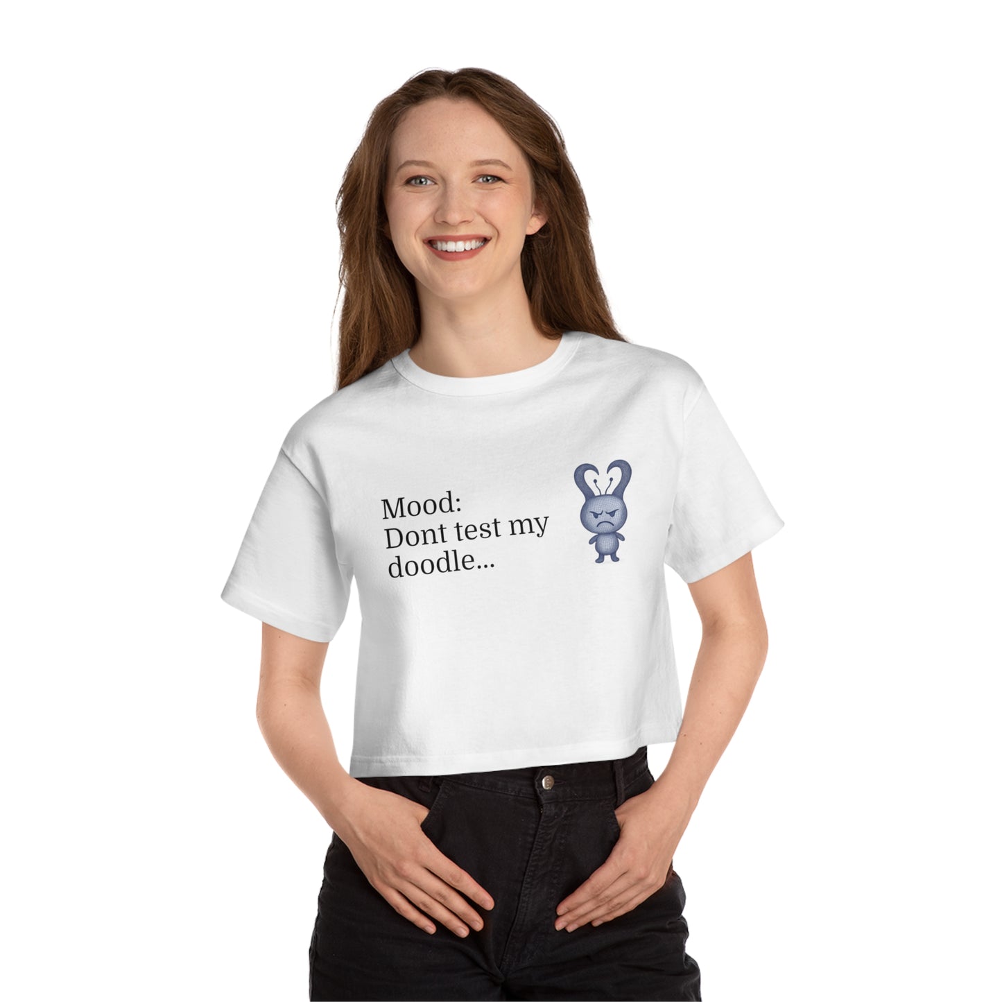 Mood Doodle Cropped T-Shirt, Cute Graphic Tee, Trendy Women's Top, Casual Wear, Gift for Her, Summer Fashion