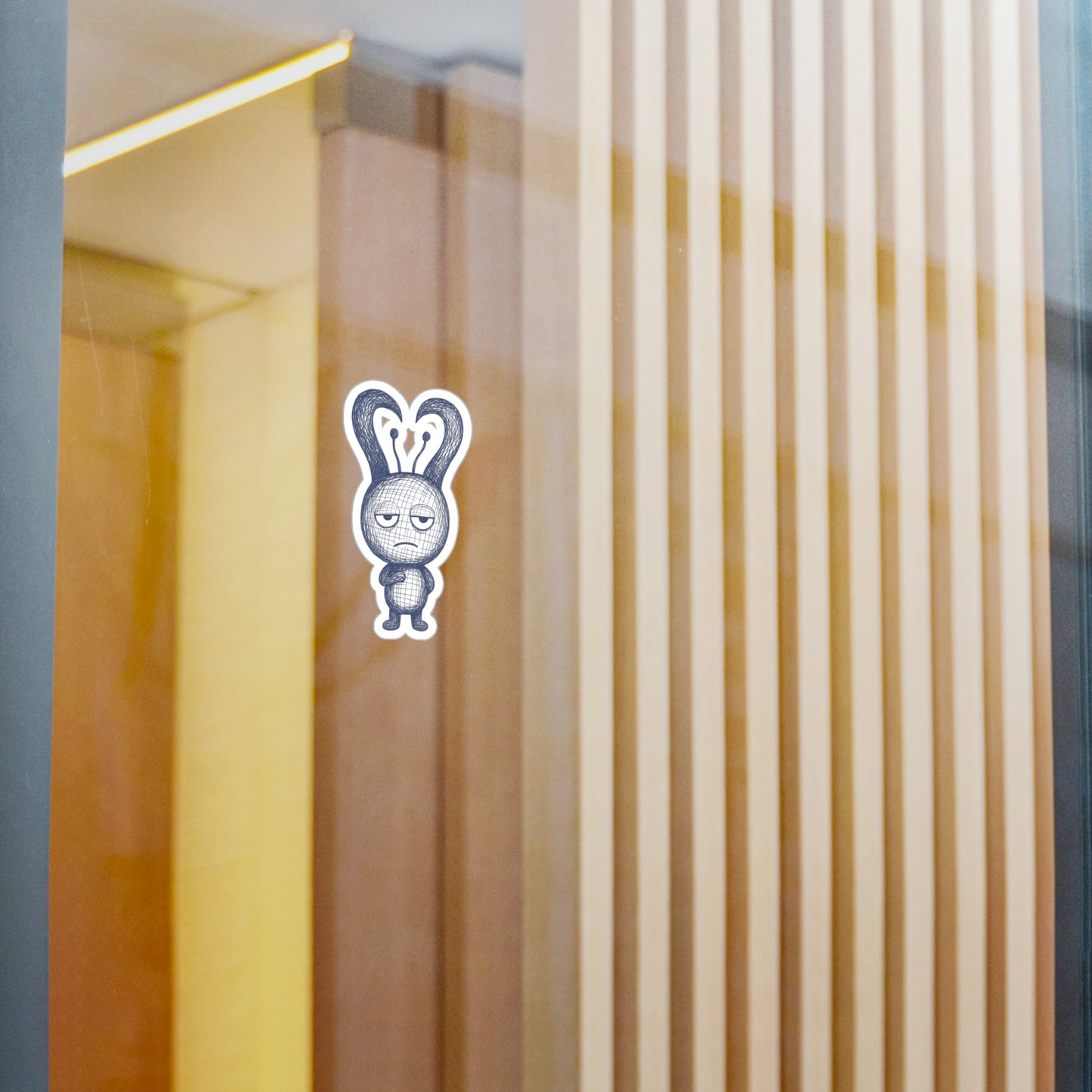 Grumpy Bunny Sketch Sticker — Kiss-Cut Vinyl Decal