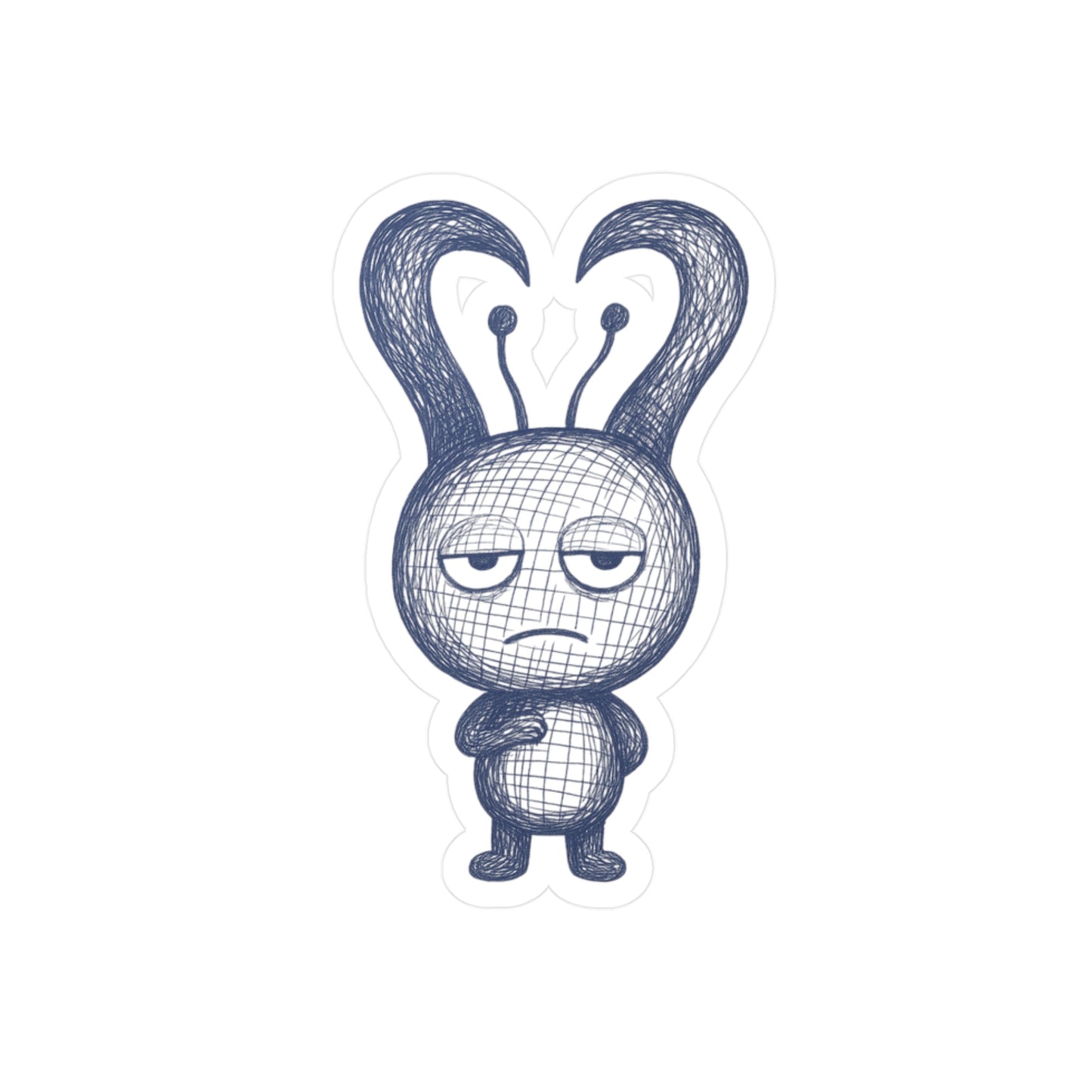 Grumpy Bunny Sketch Sticker — Kiss-Cut Vinyl Decal