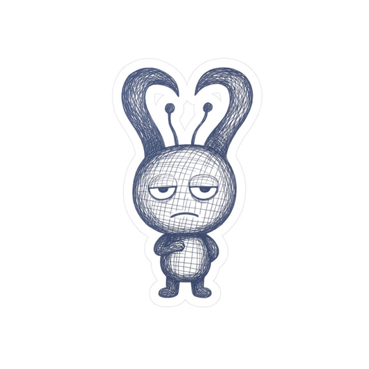 Grumpy Bunny Sketch Sticker — Kiss-Cut Vinyl Decal