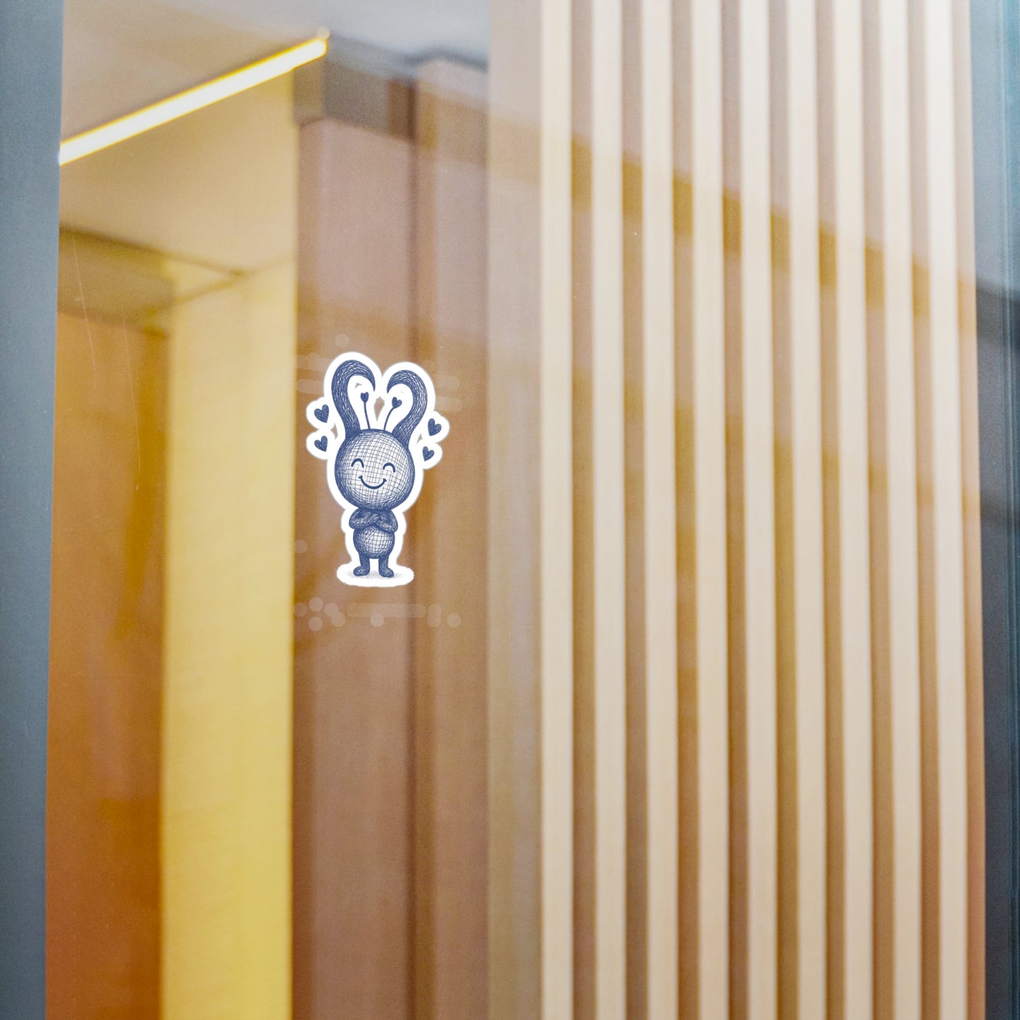 Cute Heart-Eared Bunny Vinyl Sticker — Kiss-Cut Decal for Laptops, Water Bottles & Windows