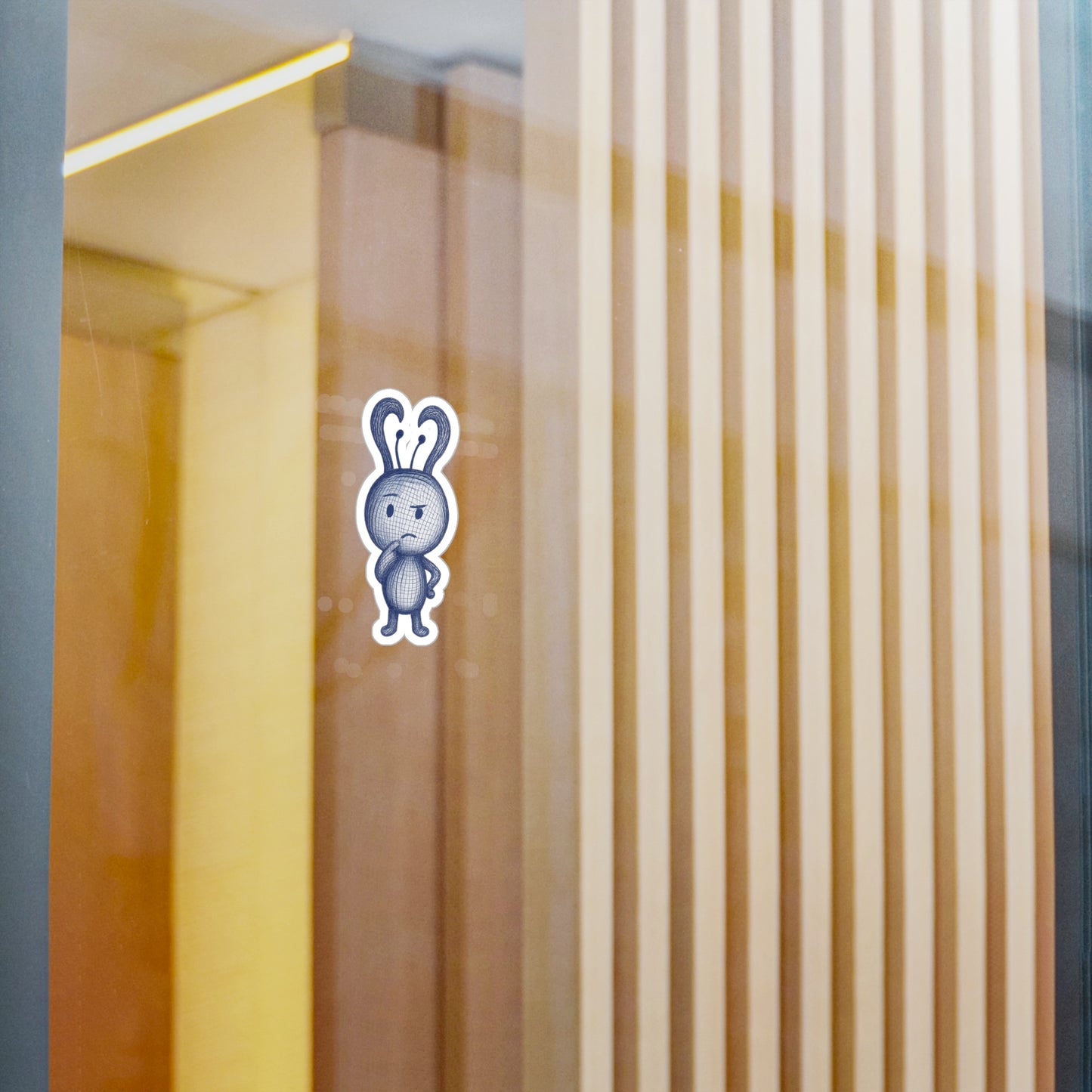 Thinking Bunny Vinyl Sticker — Cute Hand-Drawn Kiss-Cut Decal for Laptops, Water Bottles & Windows
