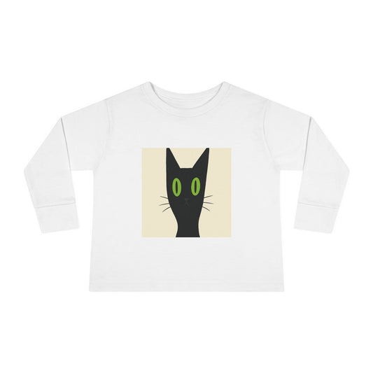Toddler Halloween Long Sleeve Tee - Spooky Cat & Pumpkin Design