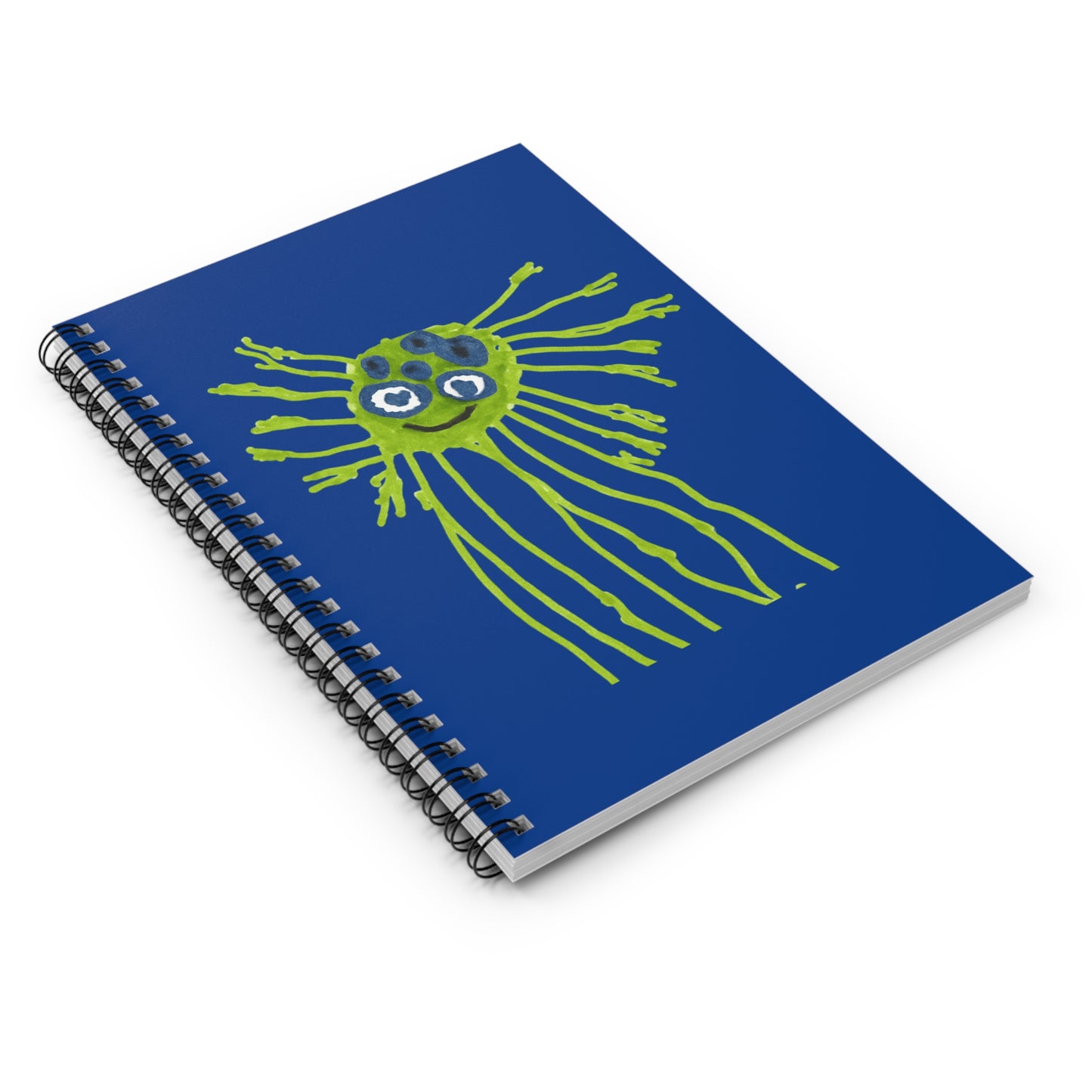 Cheerful Spiral Notebook - Ruled Line, Fun Journal, School Supplies, Creativity Starter, Blue Art Notebook, Gift for Kids