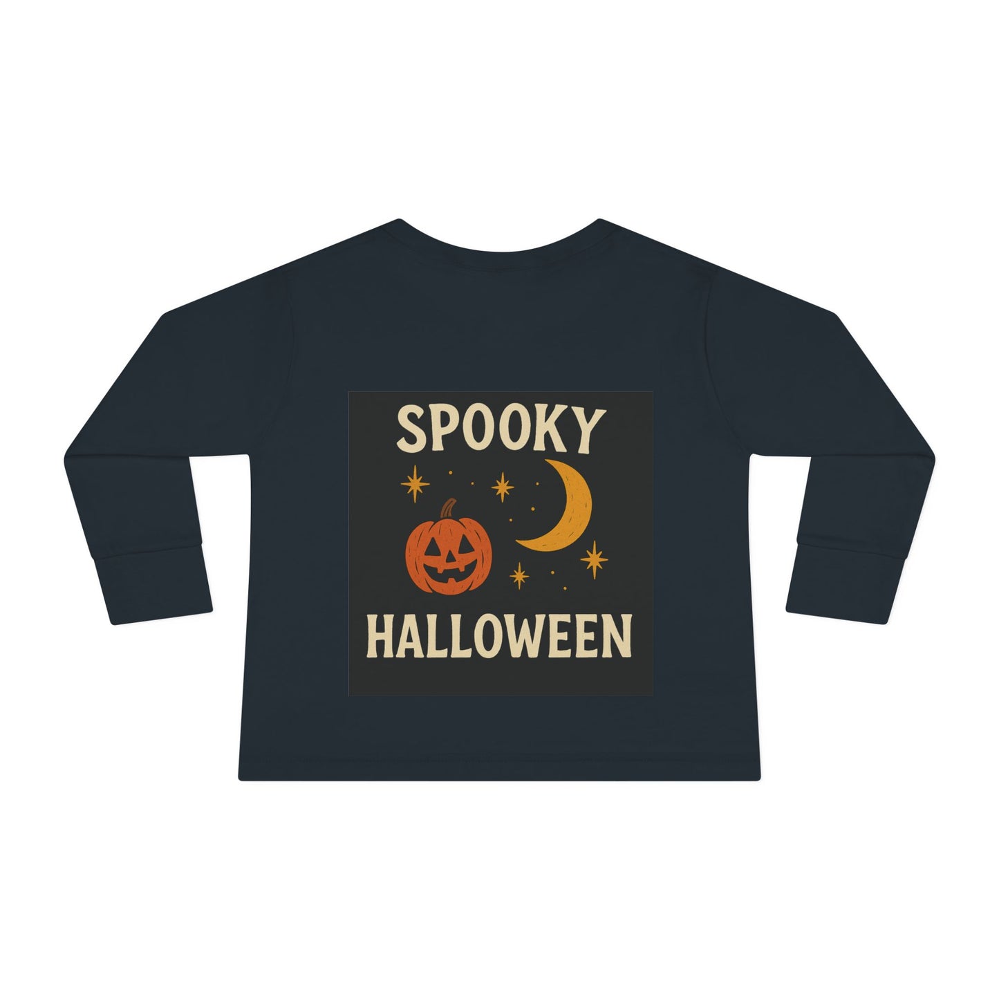 Toddler Halloween Long Sleeve Tee - Spooky Cat & Pumpkin Design