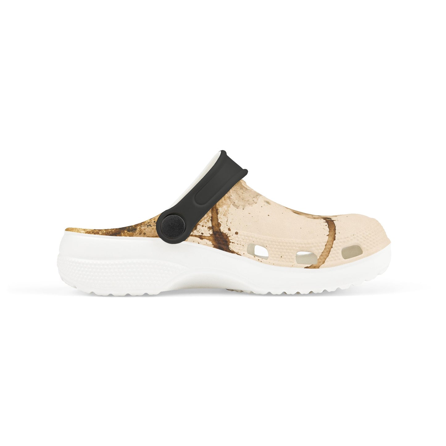 Kids Marble Print EVA Clogs — Brown Swirl Slip-On Sandals