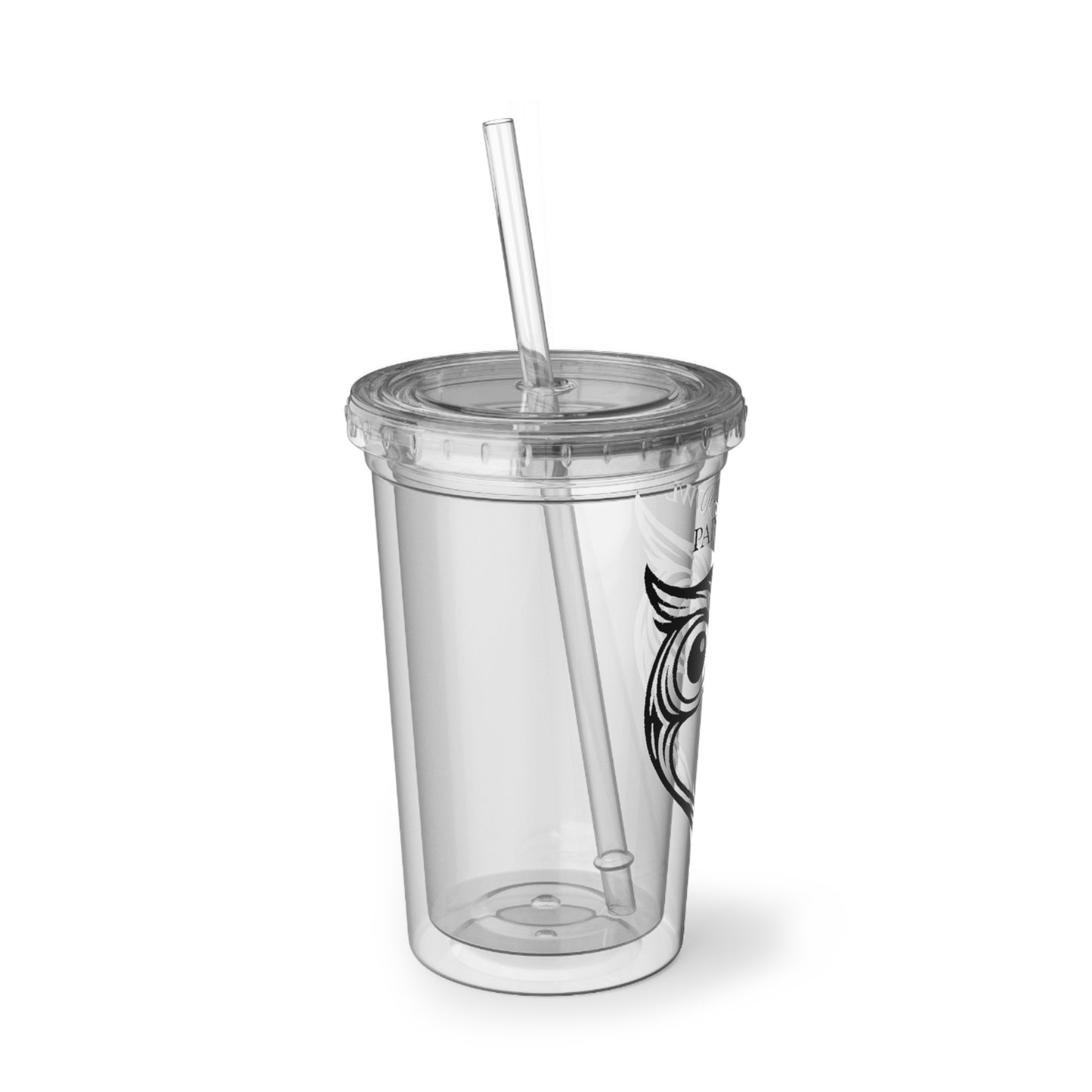Owl Acrylic Tumbler – "The Painted Owl" Clear Cup with Straw